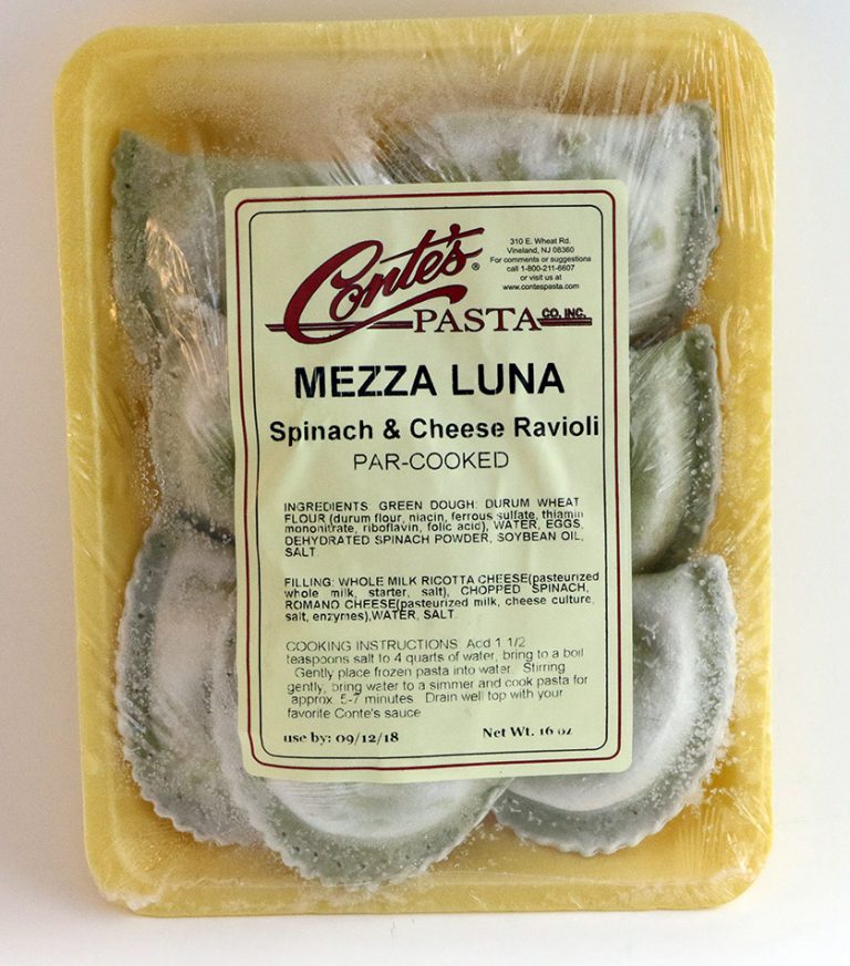 Conte's Pasta Company Mezza Luna Spinach & Cheese Ravioli - Conte's ...